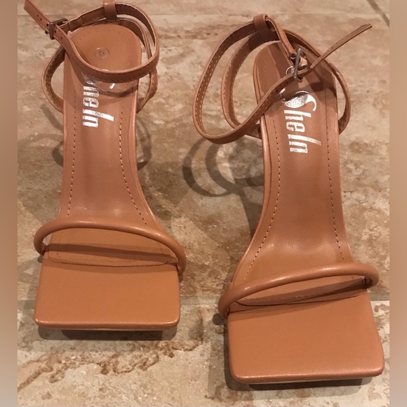 SHEIN Square Toe Tan/Nude Strappy Stiletto Heels - Size 6 - Picture 6 of 13